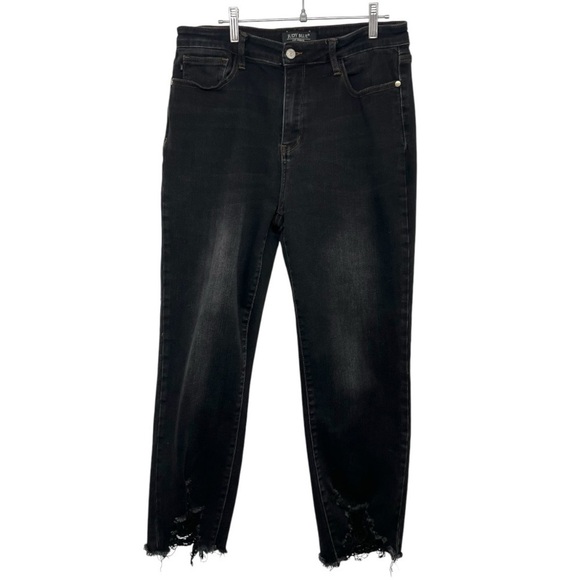 Judy Blue Black Distressed Cropped Straight Leg Stretch Denim Women’s 31 - Picture 5 of 15